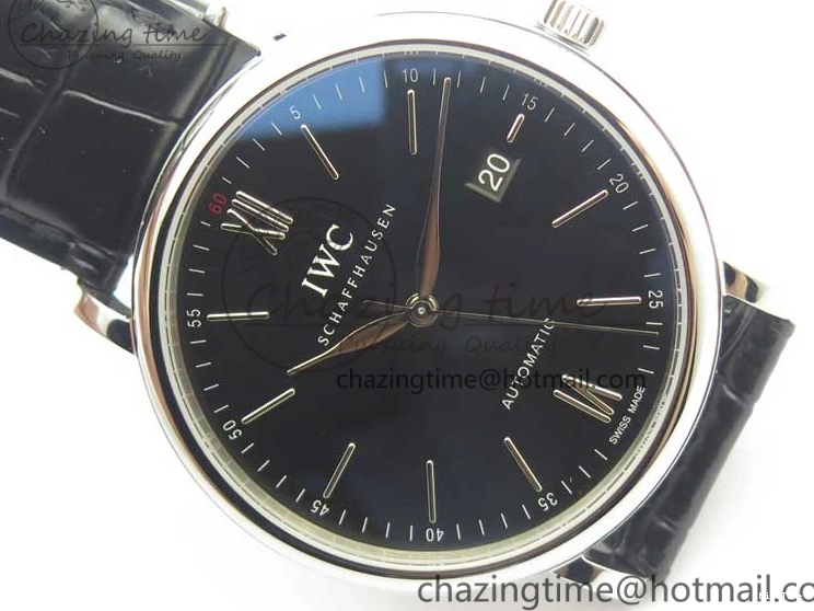 MIROTIME 0210 Durable Portofino Automatic SS MKF 1:1 Best Edition Black Dial On Black Leather Strap MIYOTA 9015 V 7202